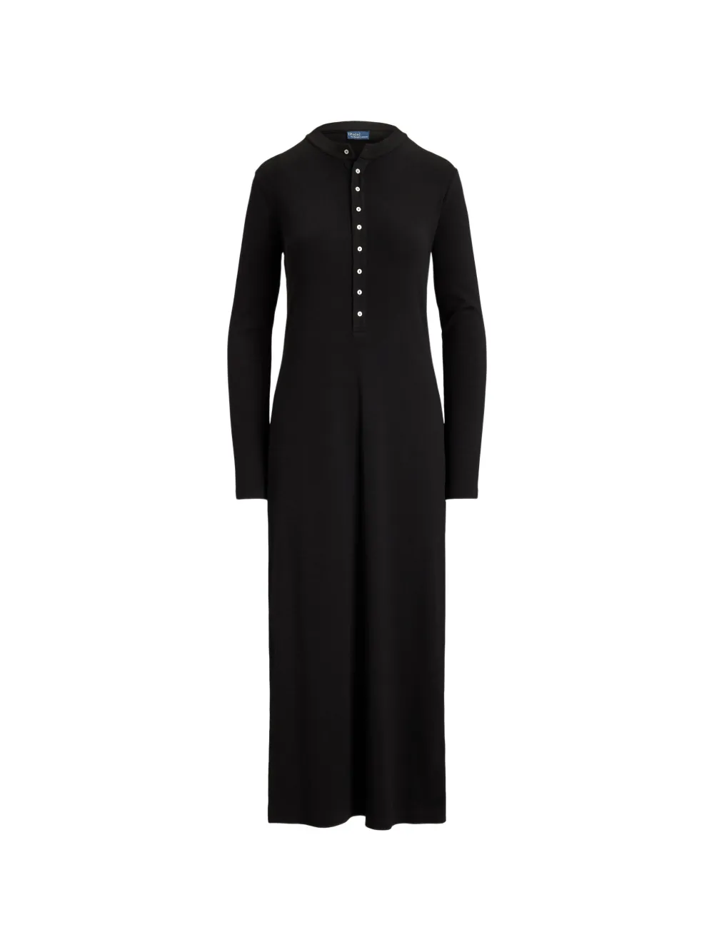 Polo Ralph Lauren Henley midi-jurk met lange mouwen Zwart