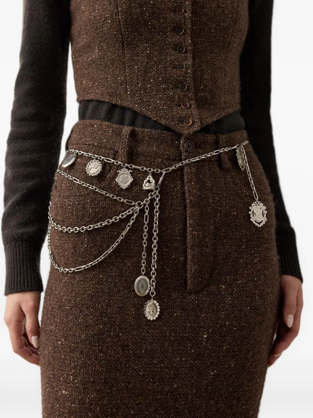 Ralph Lauren Collection Riem verfraaid met bedel en ketting Zilver