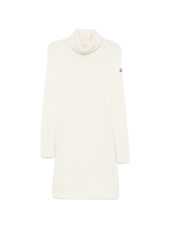 Moncler Alpaca Blend Knit Turtleneck Dress in Neutrals