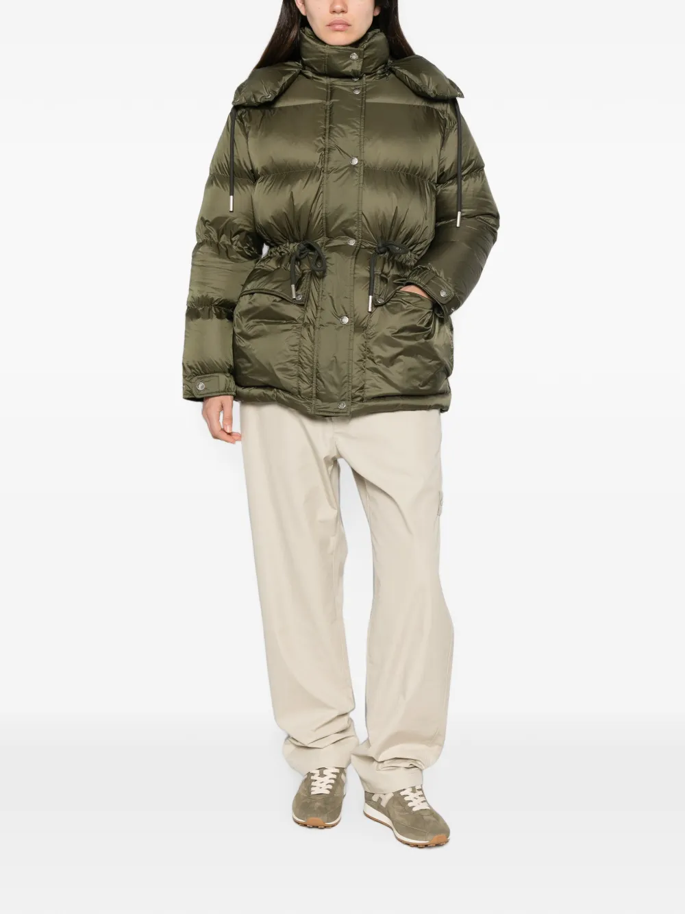 Moncler Sesie midi-donsjack met capuchon Groen