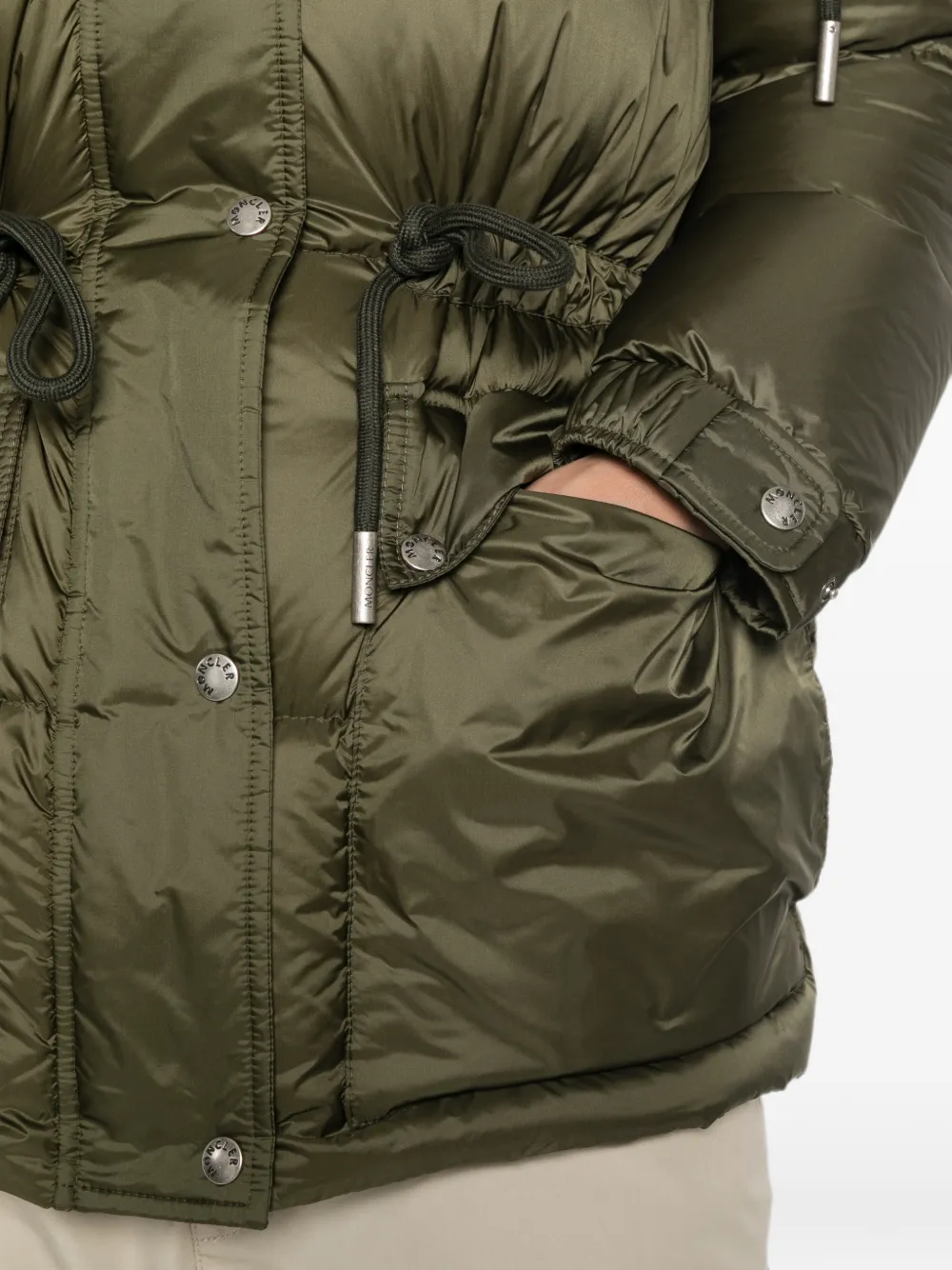 Moncler Sesie midi-donsjack met capuchon Groen