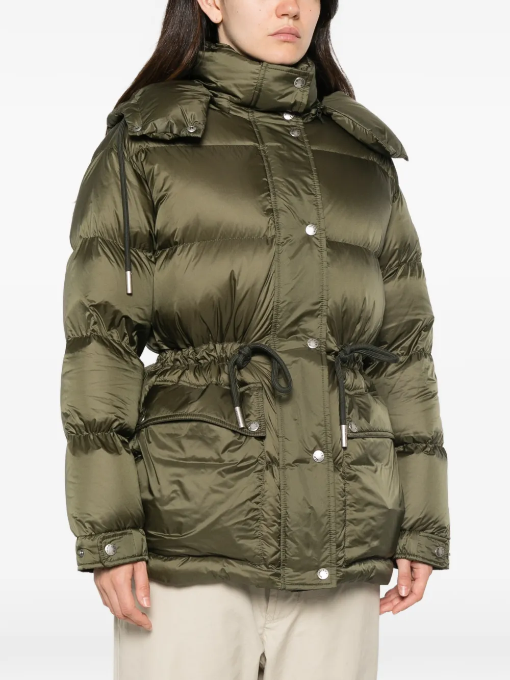 Moncler Sesie midi-donsjack met capuchon Groen