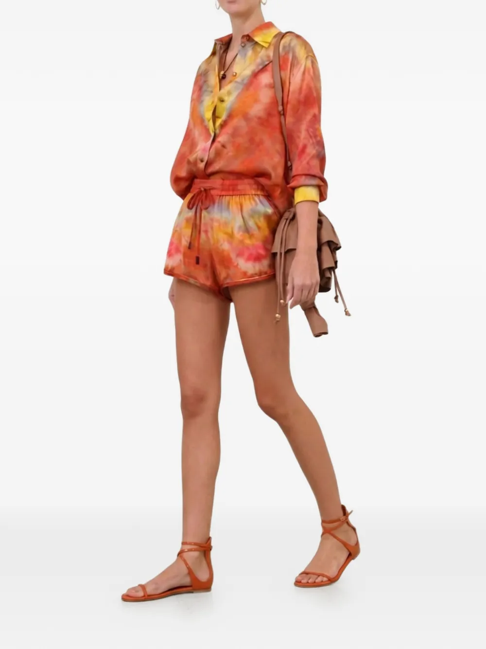 ZIMMERMANN Alchemy button-down overhemd met tie-dye print Oranje