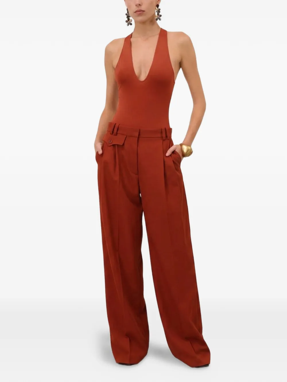 ZIMMERMANN Luna body met waterval V-hals Oranje