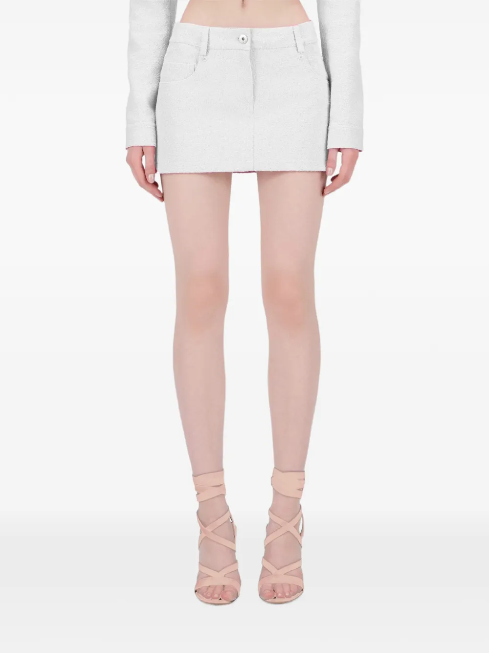 Blumarine bouclé-texture short skirt - White