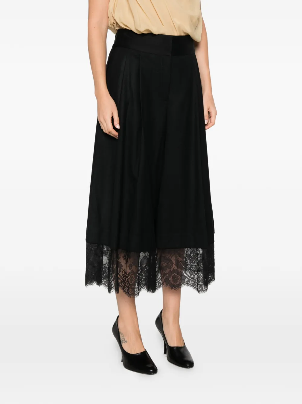 ZIMMERMANN Lace-trim Culotte Trousers in Black, view 3