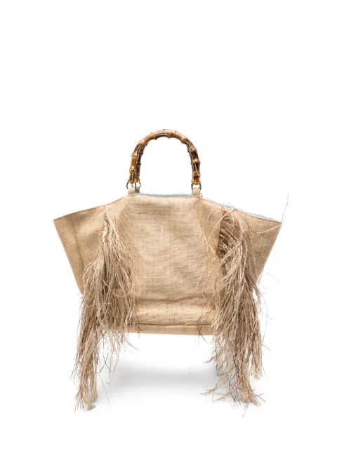 la milanesa large Sharon fringe-detail bamboo-handle tote bag