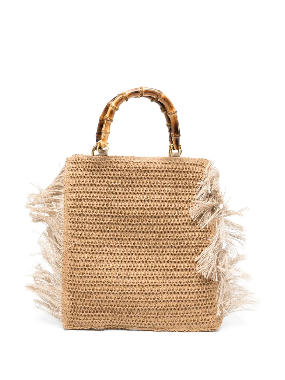 la milanesa large Zahra fringed tote bag - Toni neutri