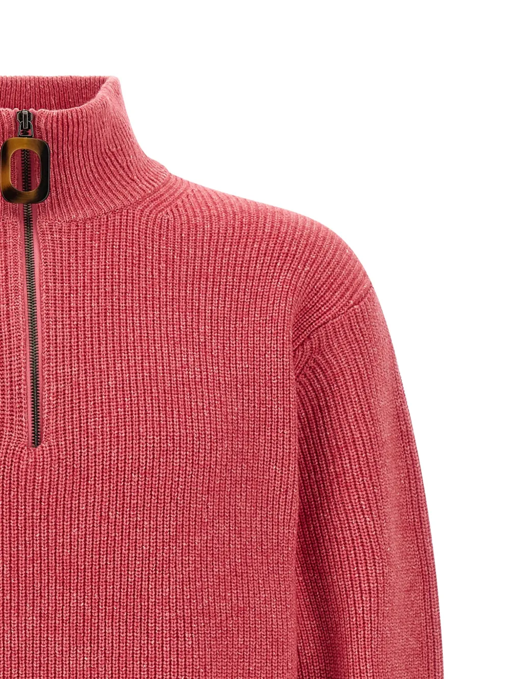 JW Anderson Ribgebreide trui met halve rits Roze