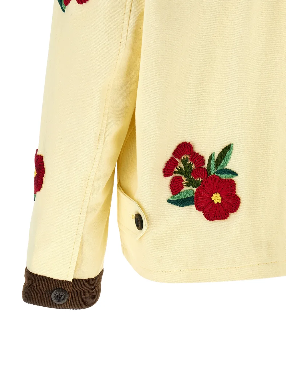 FOUND katoenen twill jack met geborduurde bloemen Beige