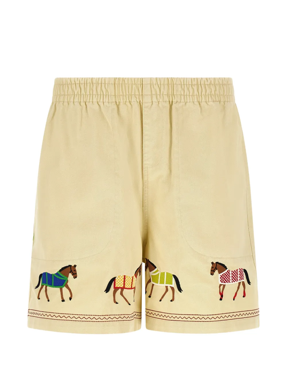 FOUND embroidered cotton-twill shorts - Neutrals