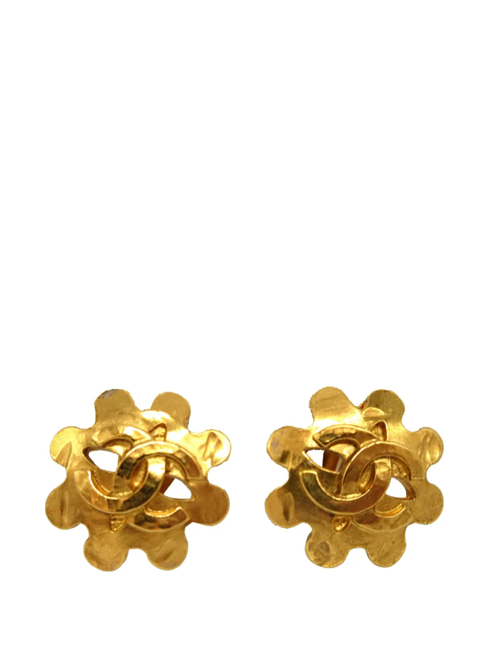 CHANEL Pre-Owned 1994 CC Gold Plated Floral Clip On Earrings costume earrings - Oro