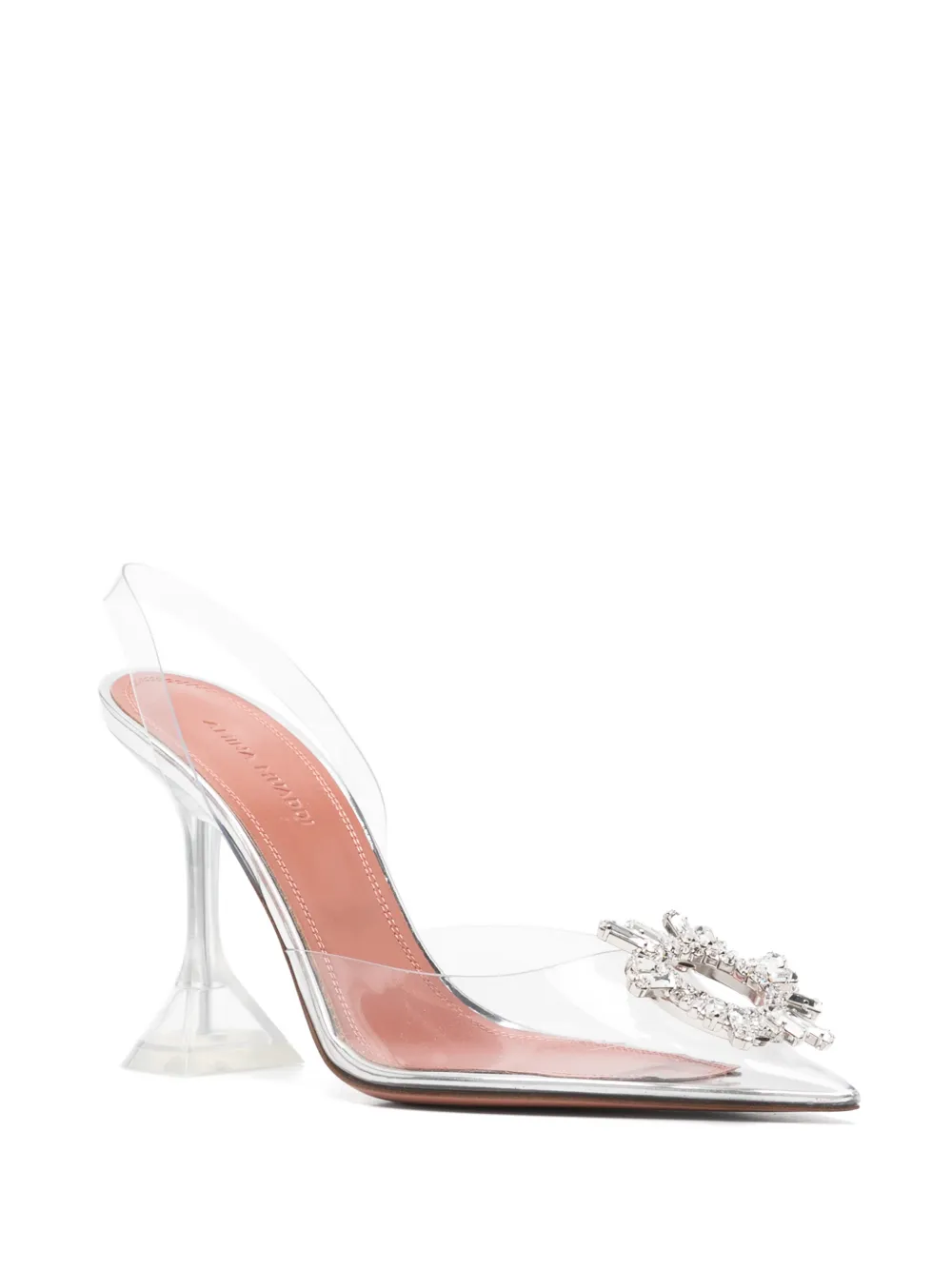 Amina Muaddi Begum crystal-embellished slingback pumps Wit