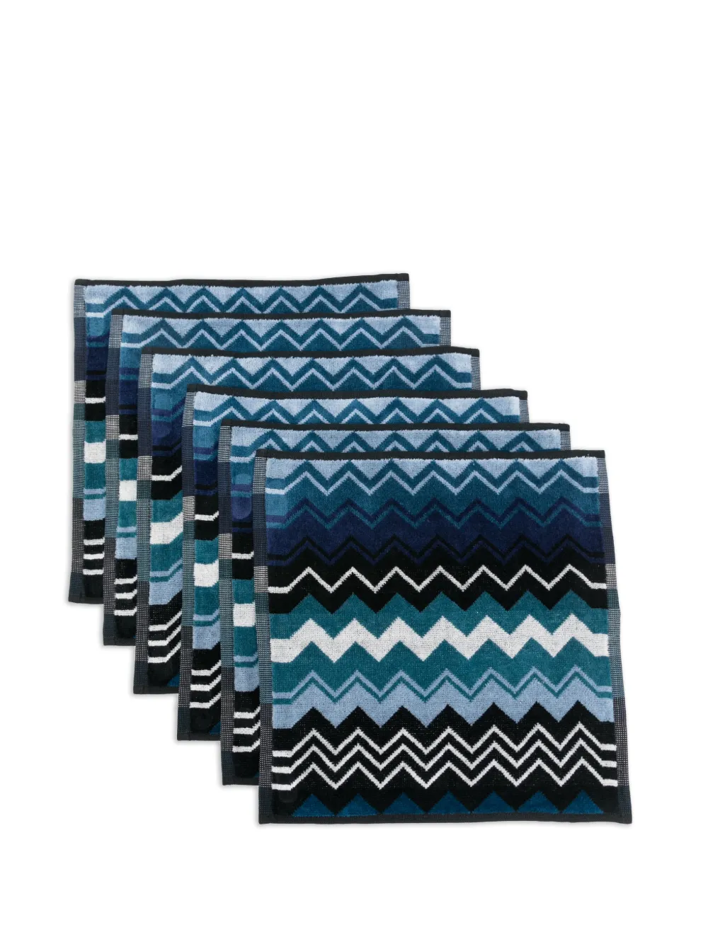 Missoni Home Giacomo zigzag-pattern face towels (set of six) - Blu