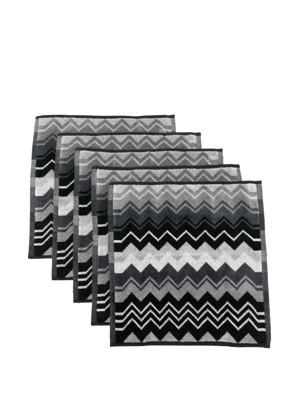 Missoni Home Giacomo zigzag-pattern face towels (set of six) - Grigio