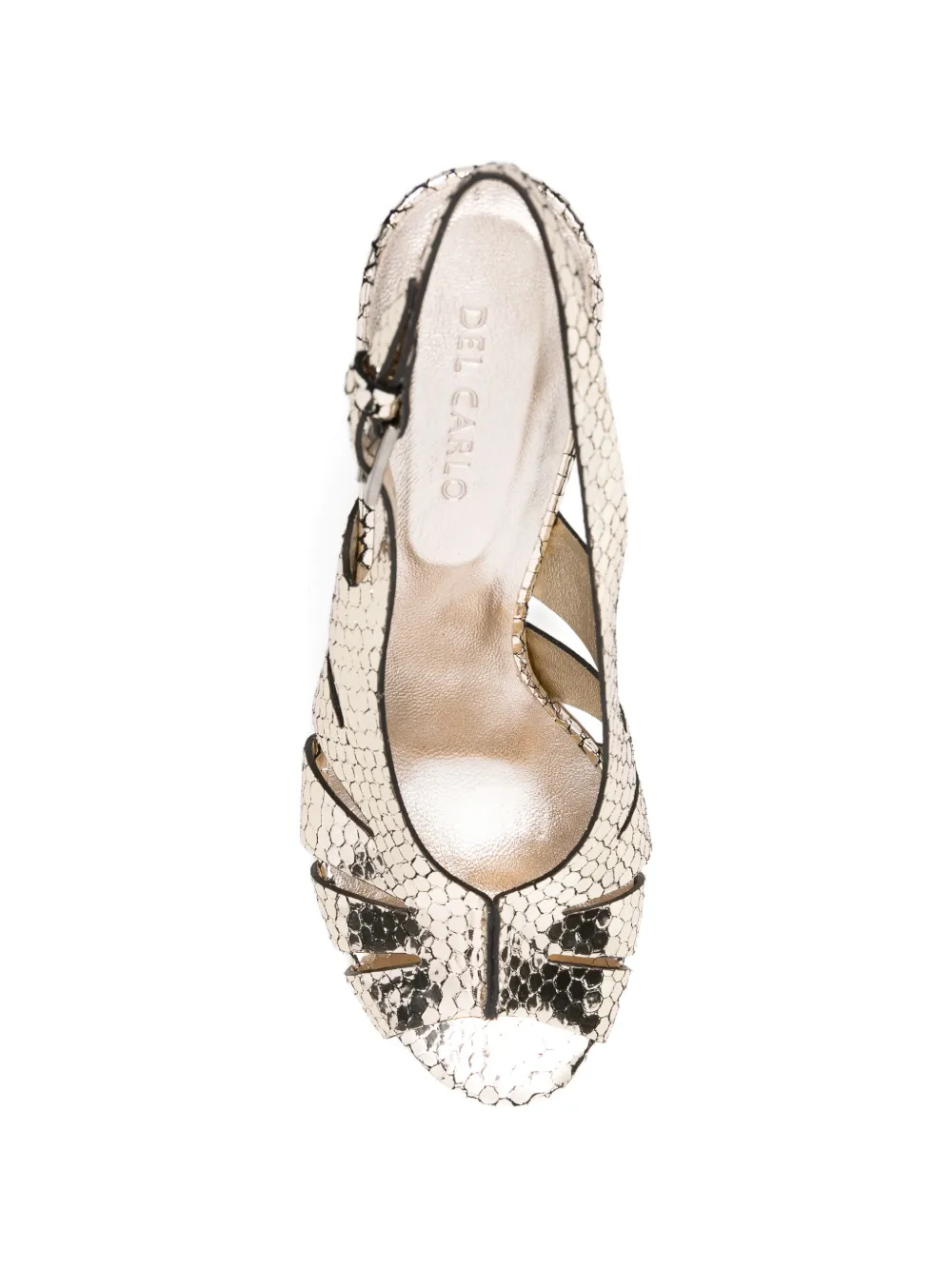 Del Carlo snakeskin-effect slingback sandals Goud