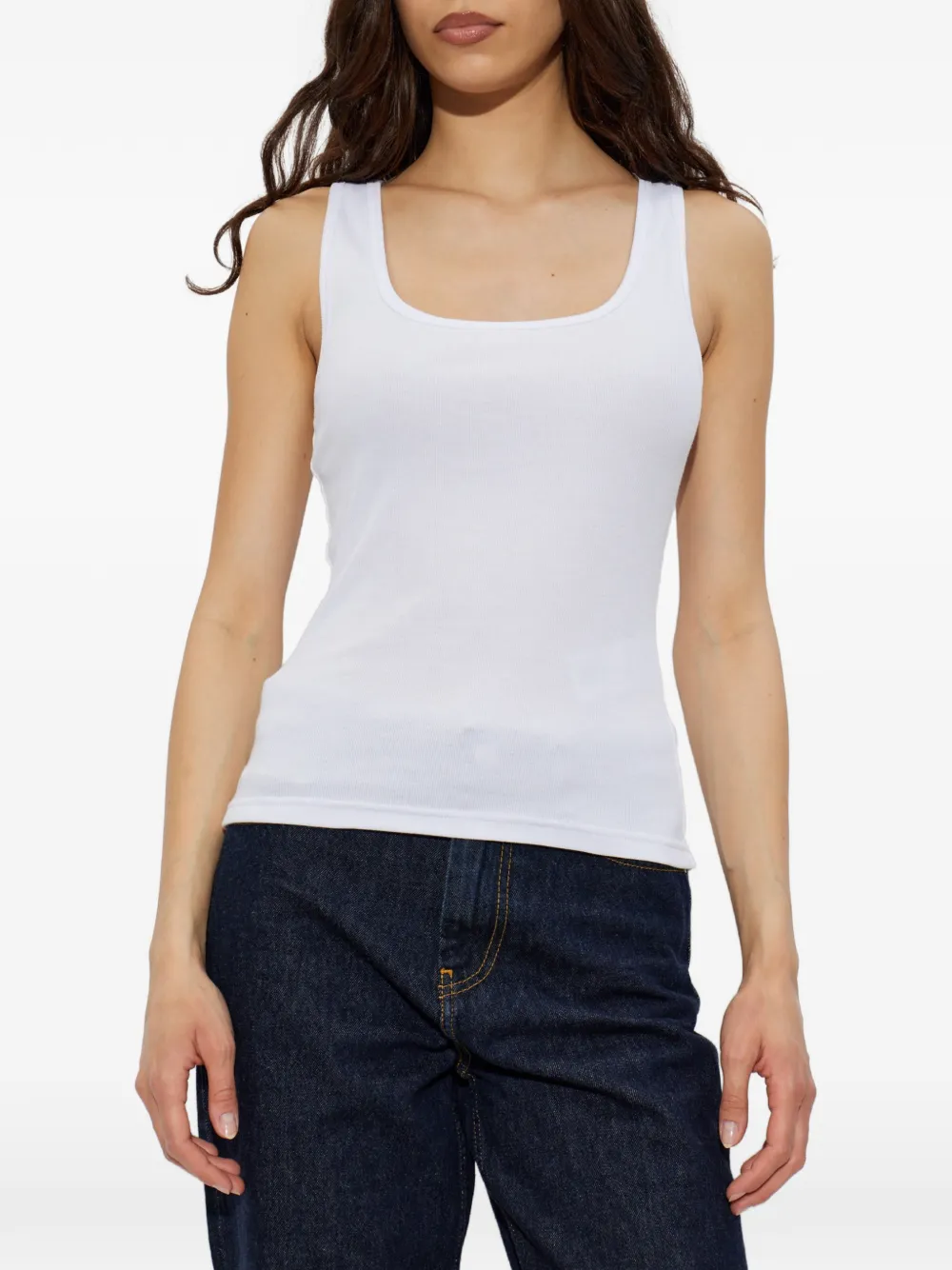 SAMSOE Samanza geribbelde tanktop Wit