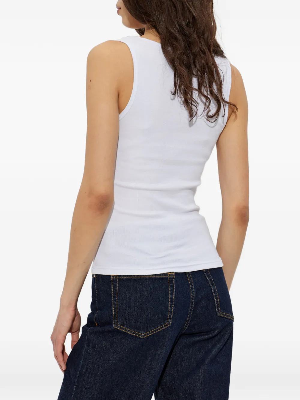 SAMSOE Samanza geribbelde tanktop Wit