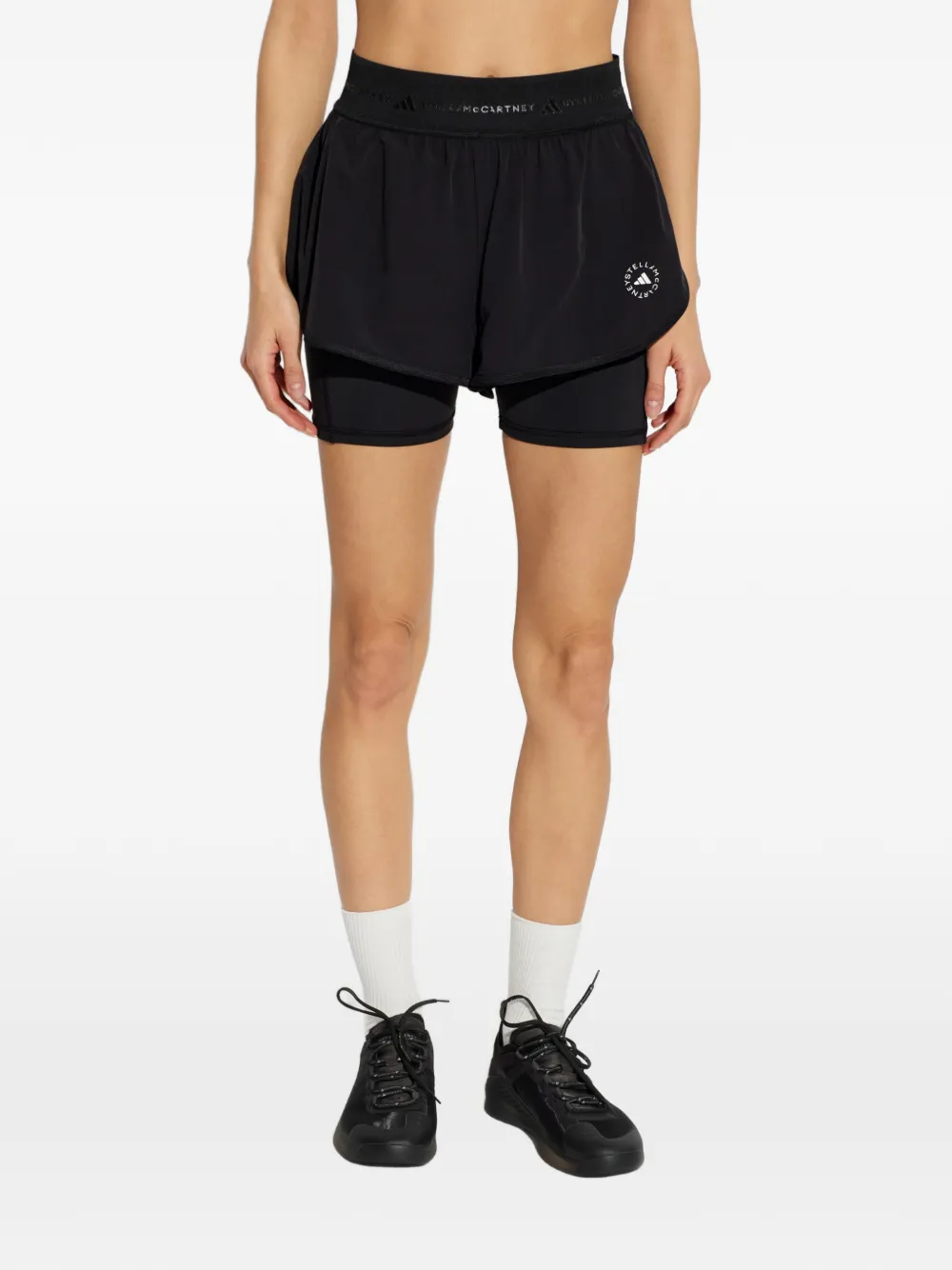 adidas by Stella McCartney Trainingsshorts met logoprint Zwart