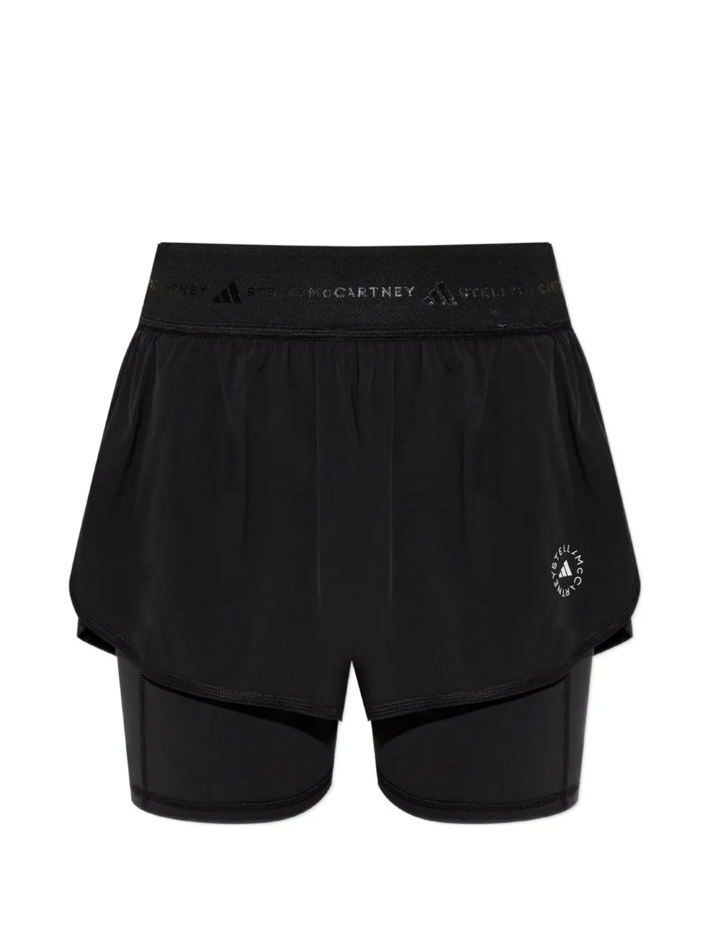 adidas by Stella McCartney 2-in-1 logo-print training shorts - Schwarz