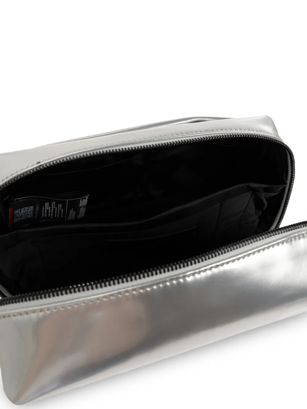 Diesel Toilettas met logoprint Zilver