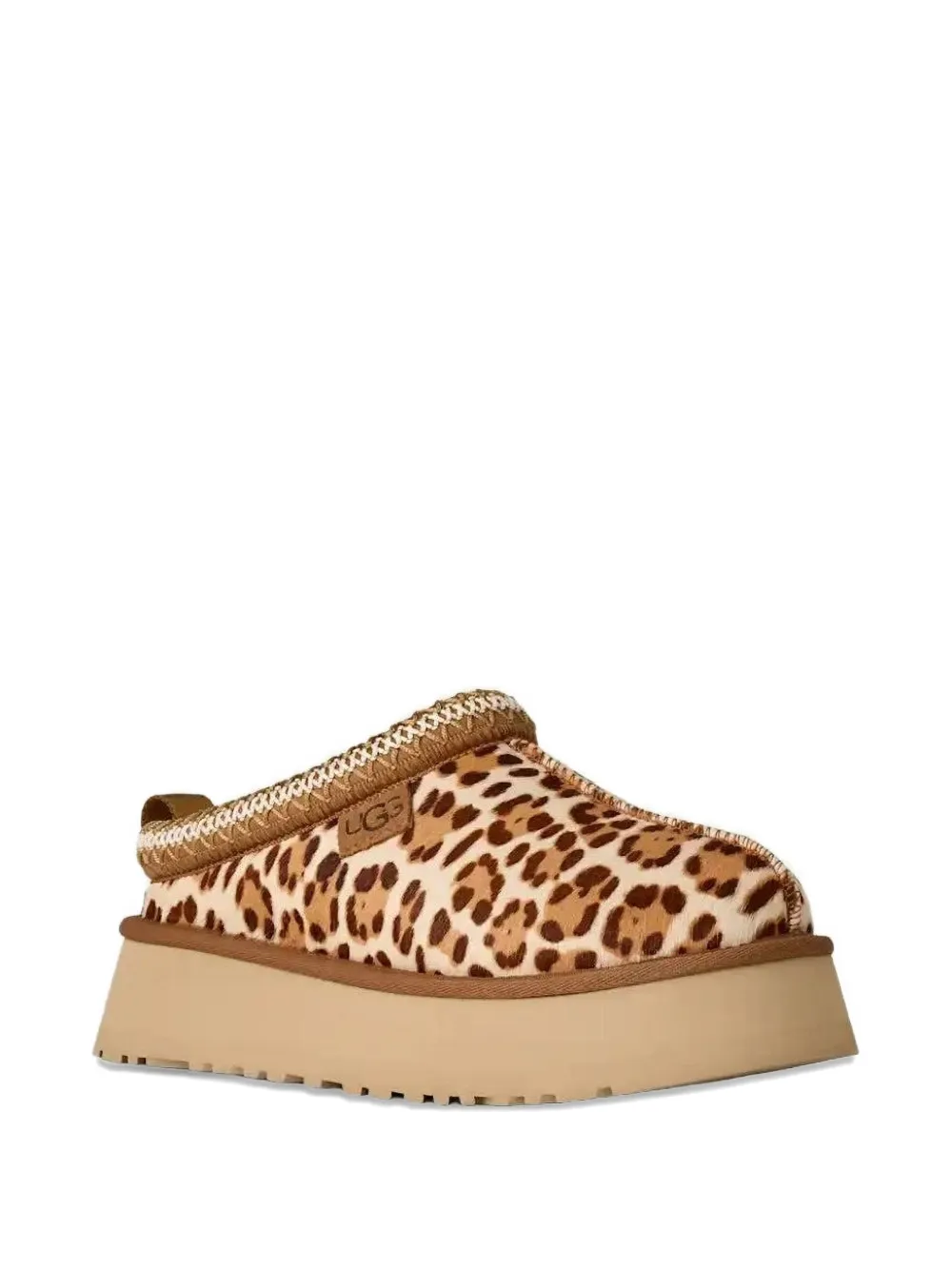 UGG Tazz leopard-print leather slippers Beige