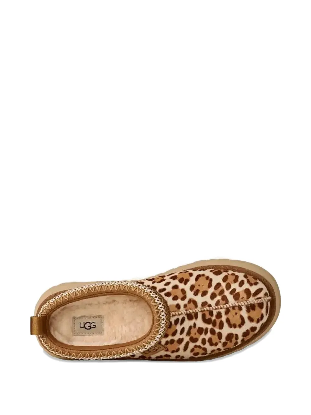 UGG Tazz leopard-print leather slippers Beige
