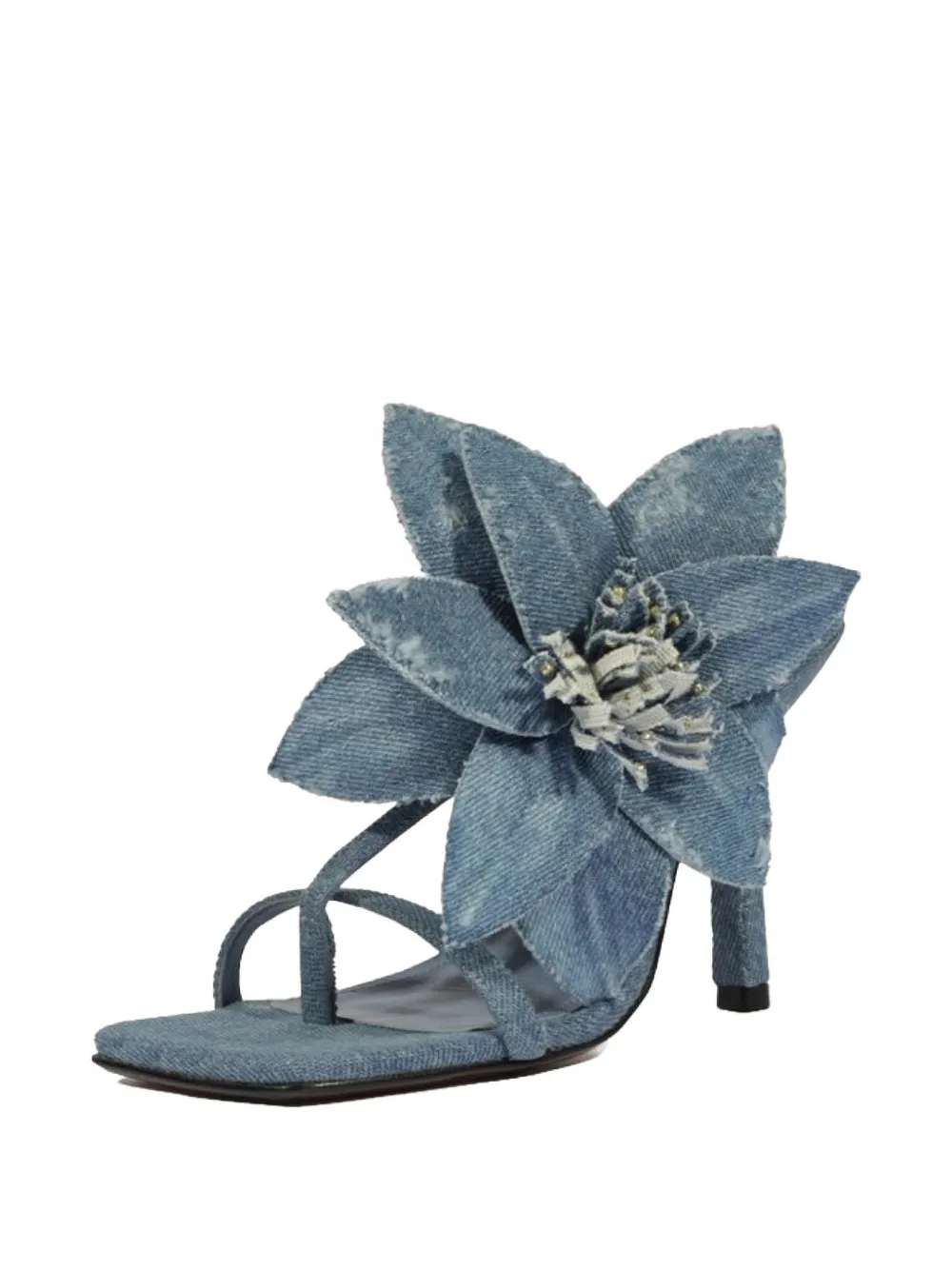 Schutz floral-appliqué denim sandals Blauw