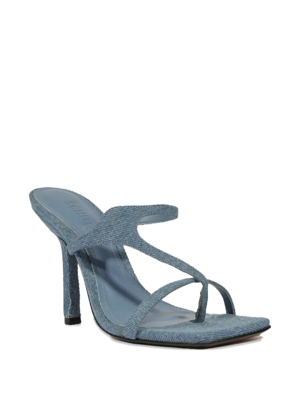 Schutz floral-appliqué denim sandals Blauw