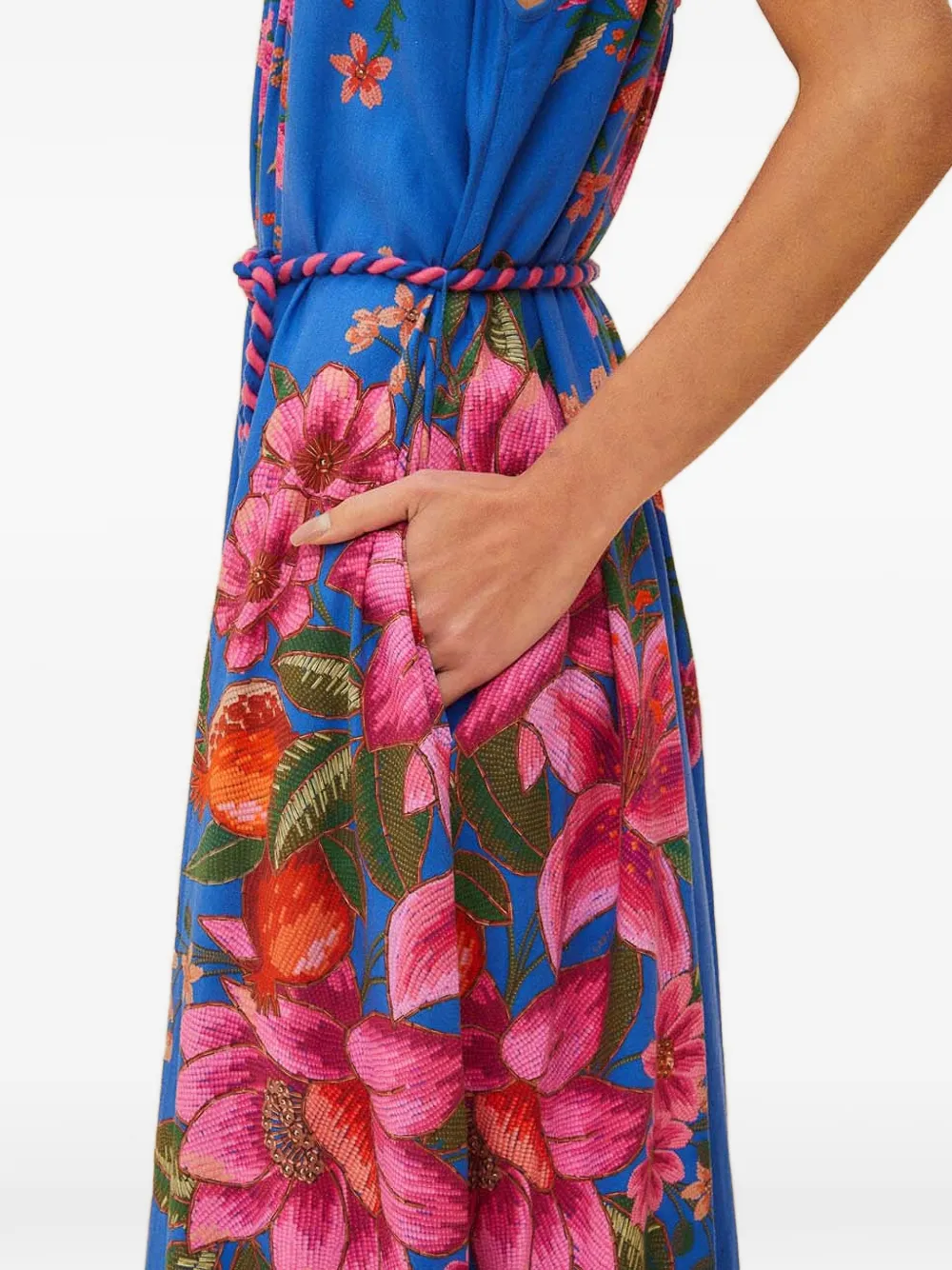 FARM Rio Maxi-jurk met bloemenprint Blauw