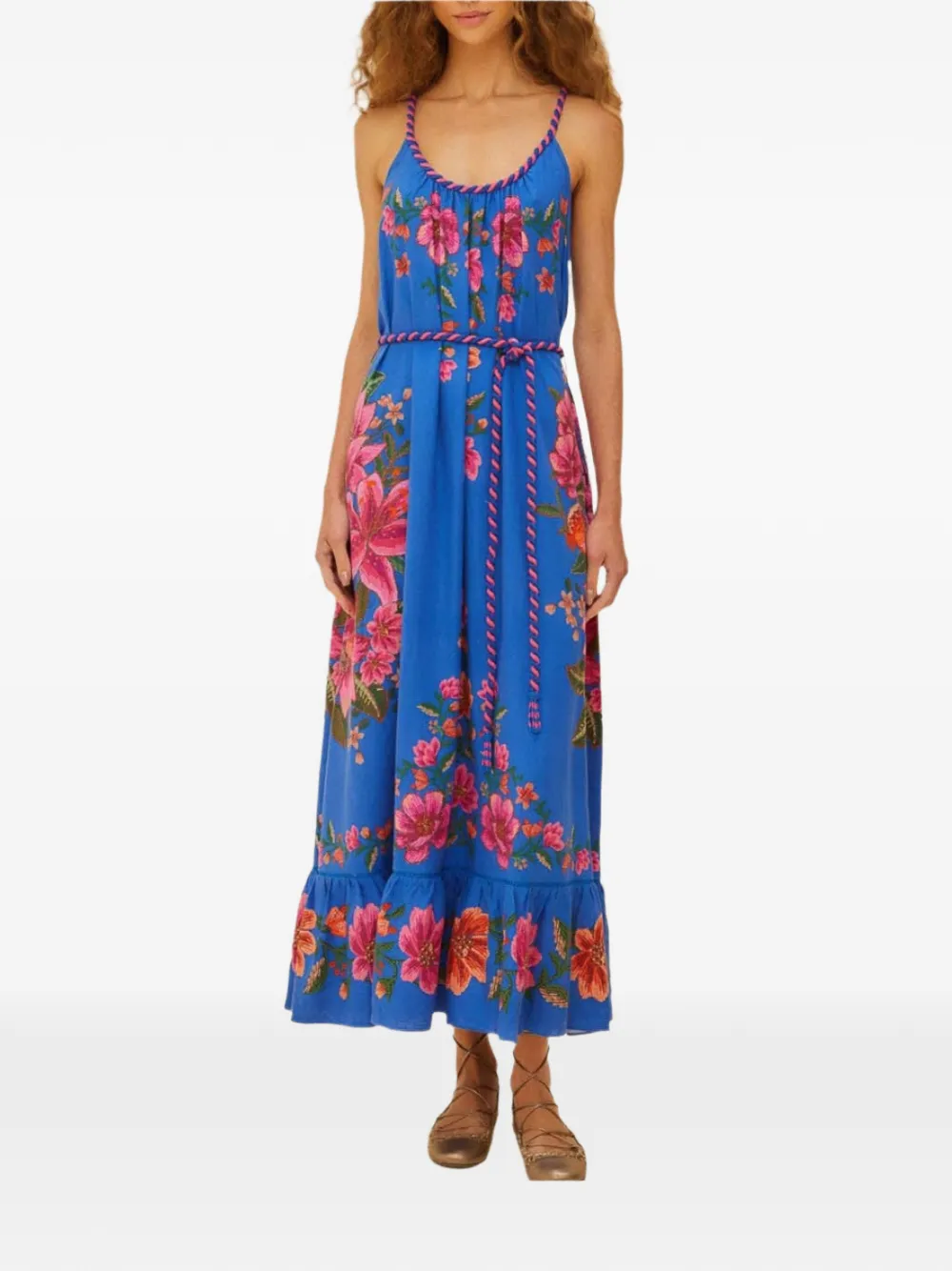 FARM Rio floral-print ruffled maxi dress - Blu