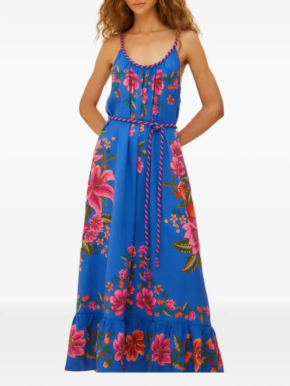 FARM Rio Maxi-jurk met bloemenprint Blauw