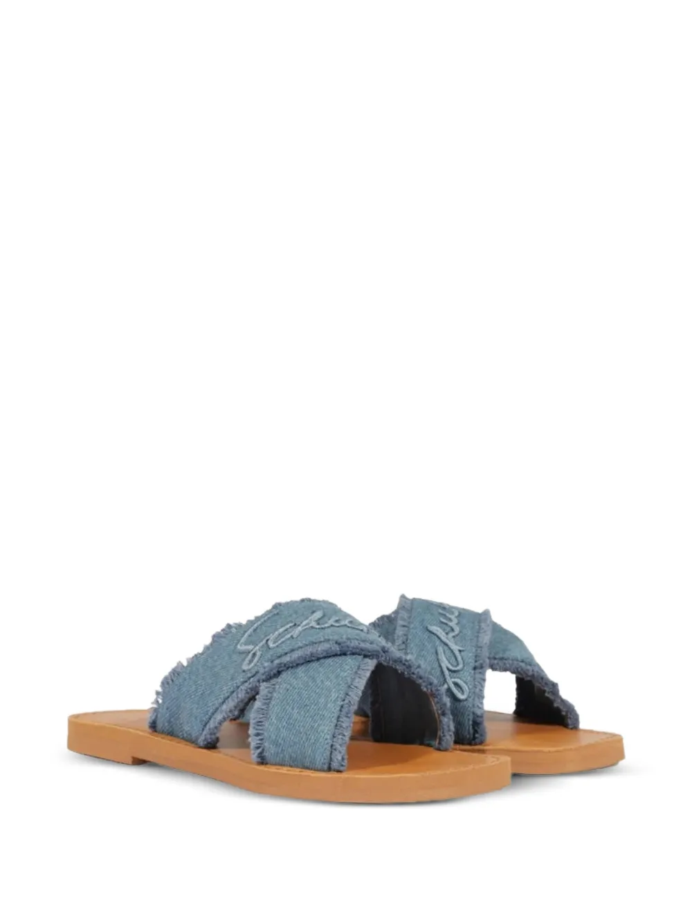 Schutz Sandalen met gekruiste bandjes en franje Blauw