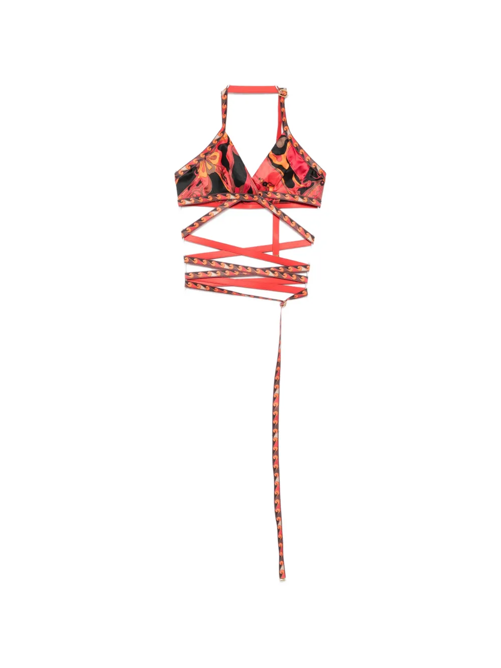 PUCCI Iride-print wrap-around bra - Rosso