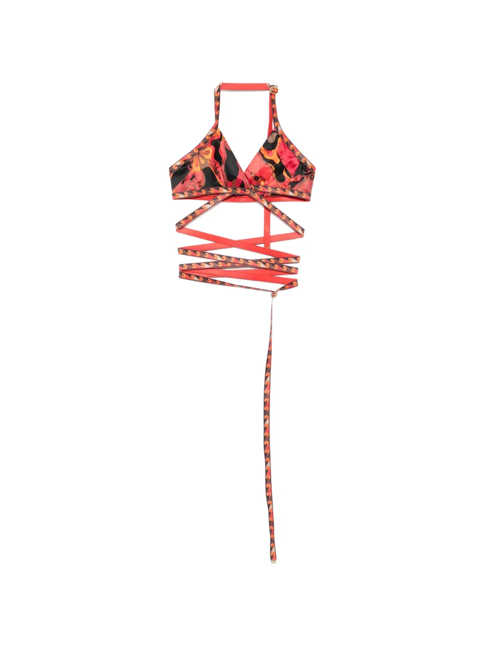 PUCCI Iride-print wrap-around bra - Rosso