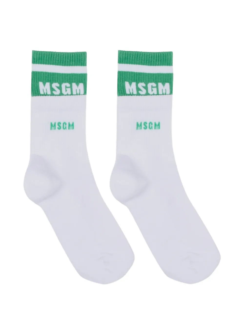 MSGM Kids Gestreepte sokken met intarsia logo Wit