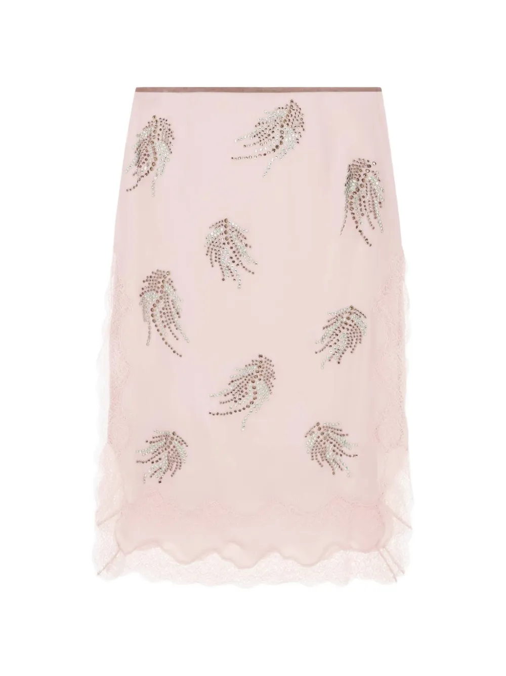 16Arlington Liri crystal-embellished lace-trim midi skirt - Rosa