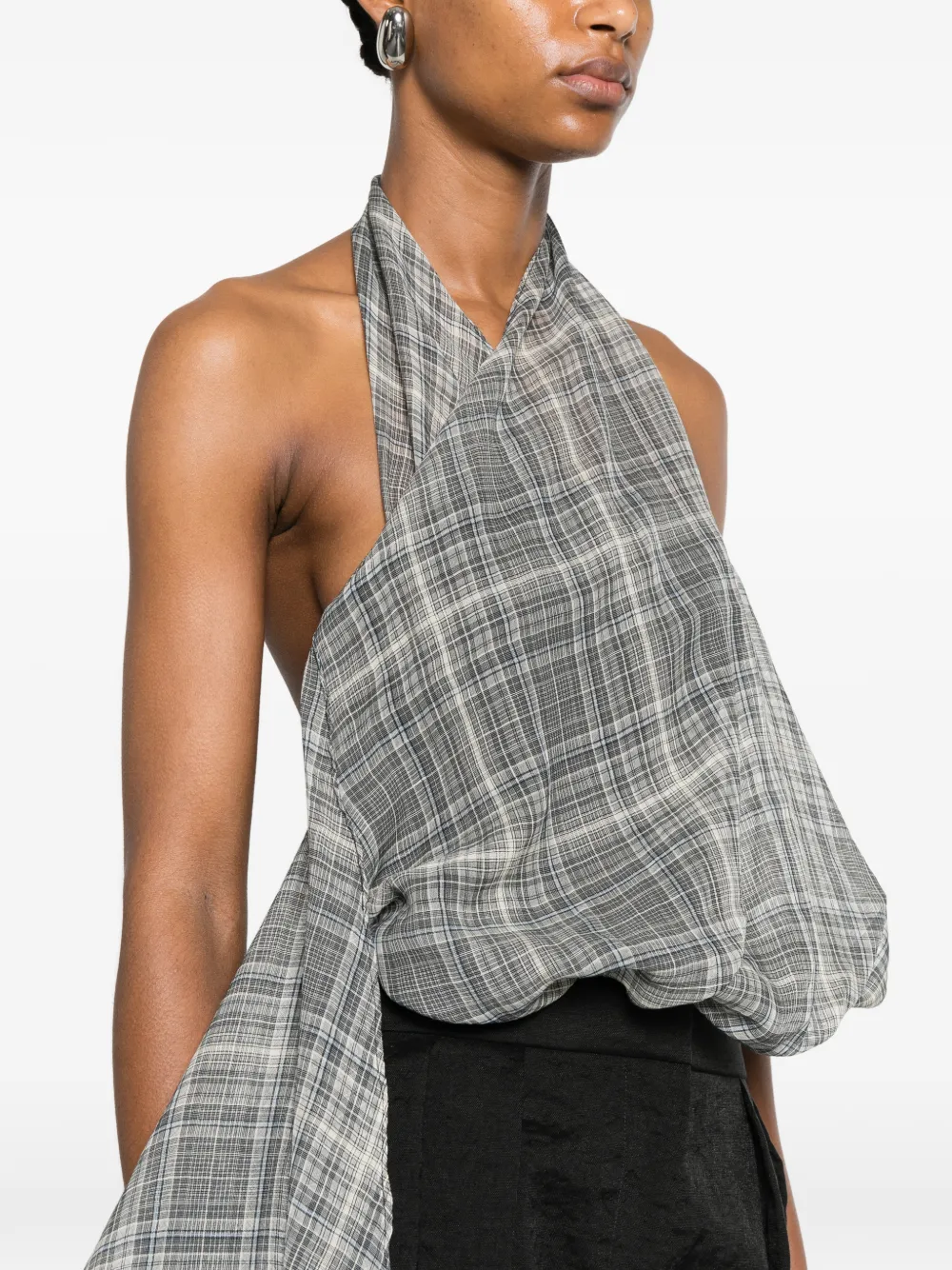 Coperni Draped Halterneck Body in Grey, view 5