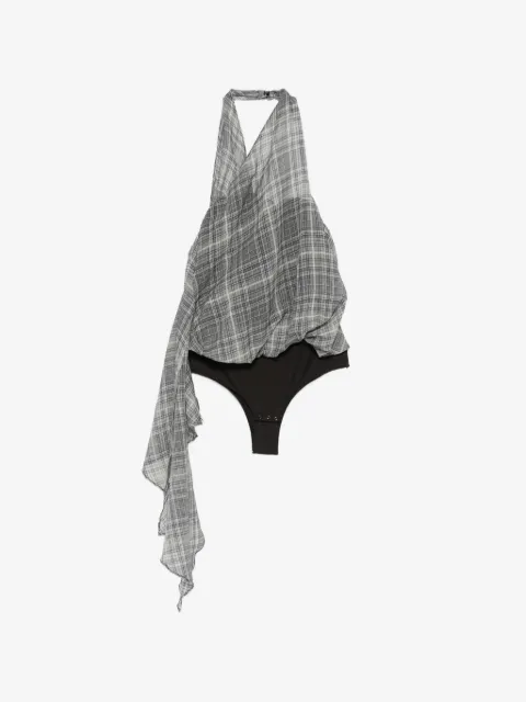 Coperni 드레이프 체크 프린트 바디수트