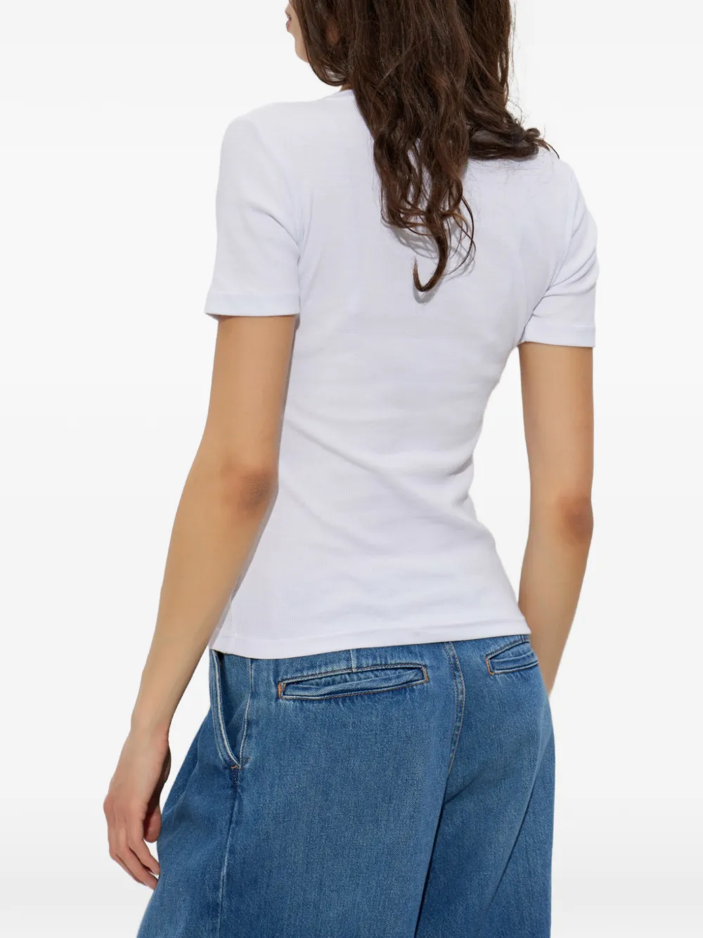 SAMSOE Saalexis geribbeld T-shirt Wit