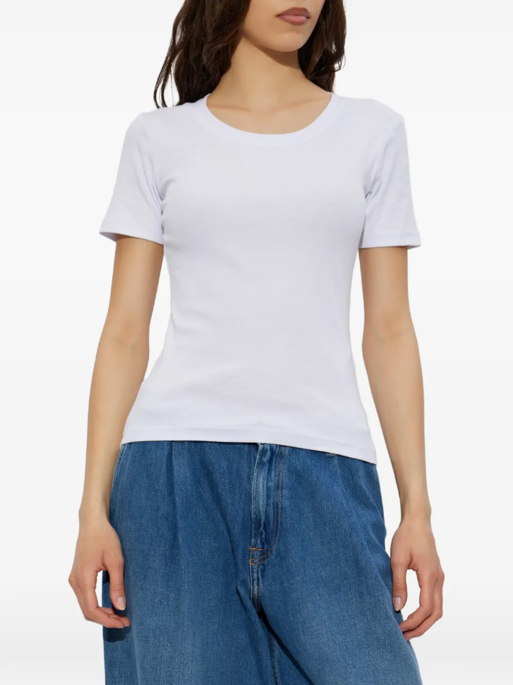 SAMSOE Saalexis geribbeld T-shirt Wit