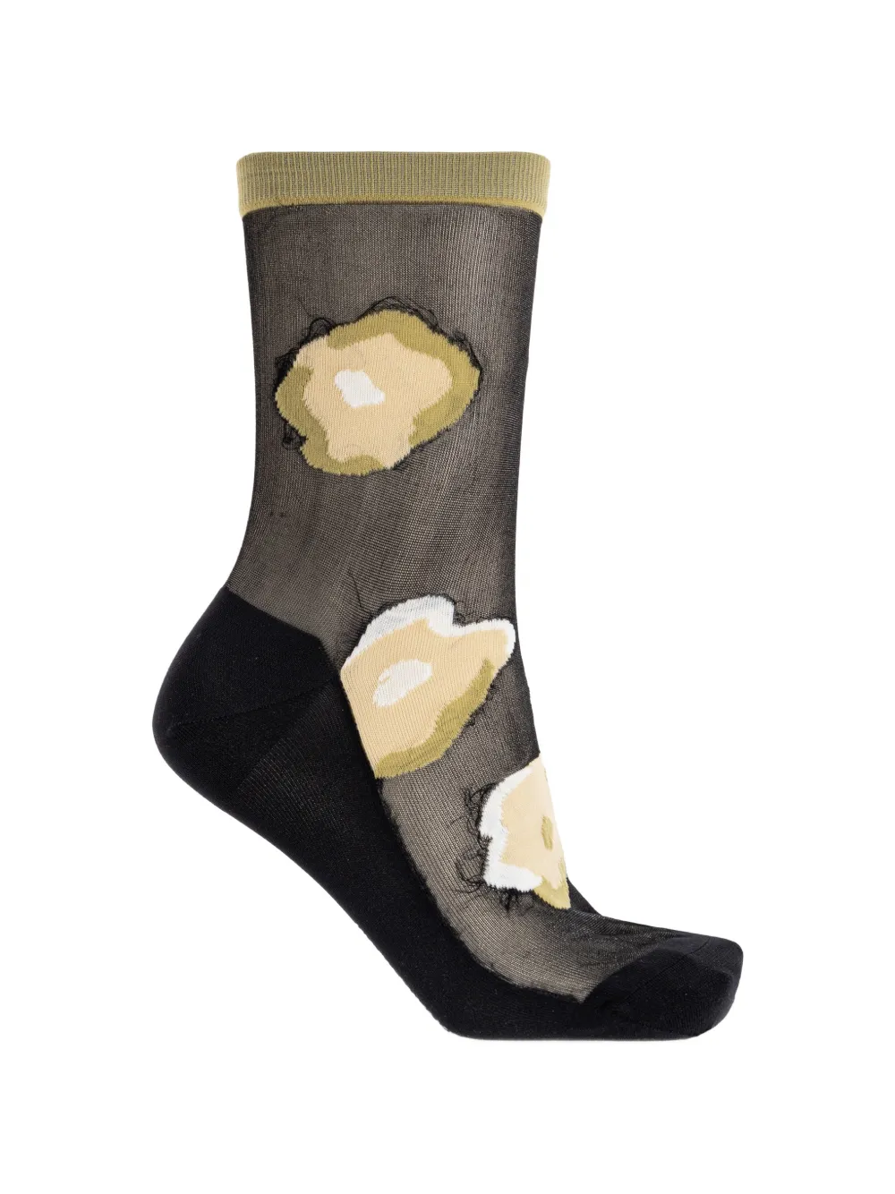 Issey Miyake Verve floral-pattern sheer socks - Nero