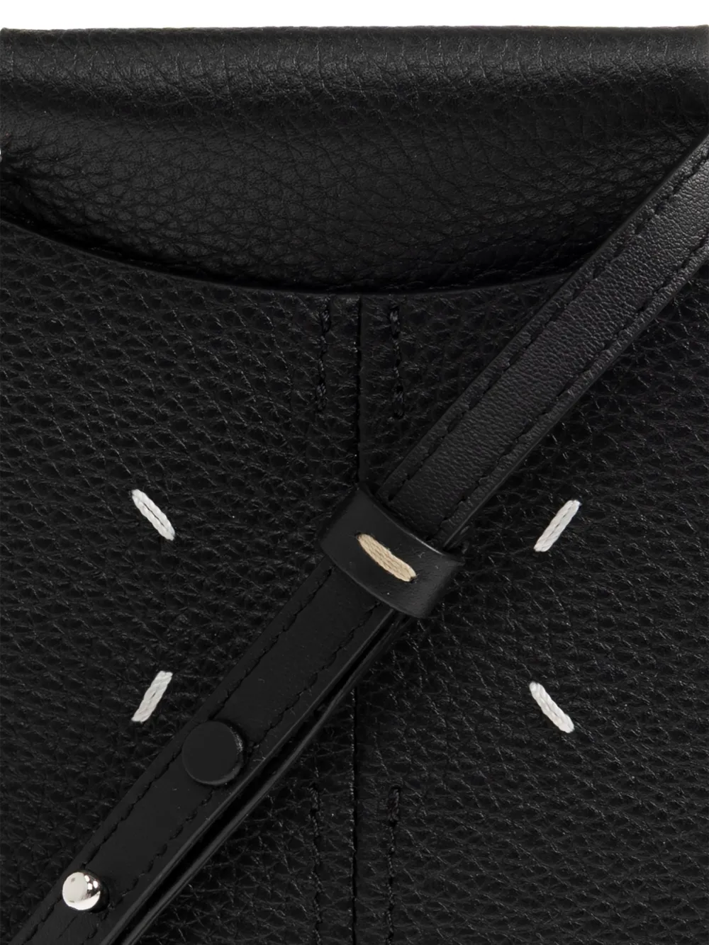 Maison Margiela Telefoonhoesje van bewerkt leer Zwart