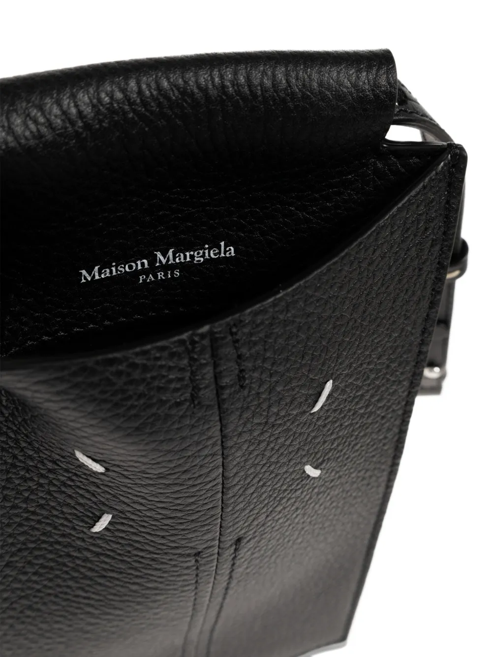 Maison Margiela Telefoonhoesje van bewerkt leer Zwart