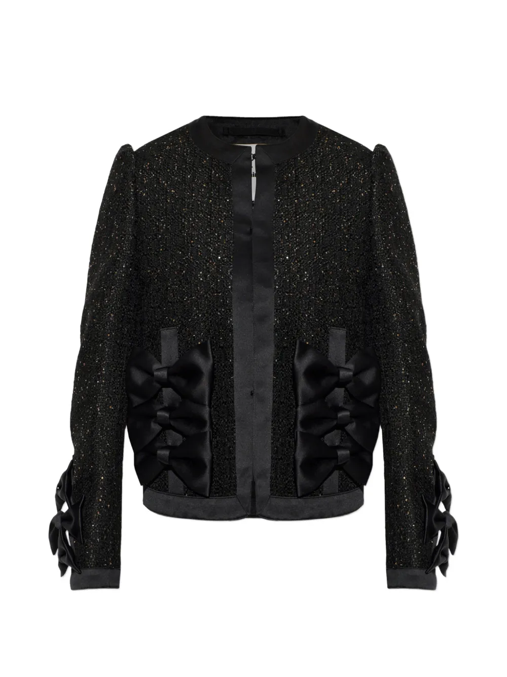 Noir Kei Ninomiya bow-embellished shimmering jacket - Nero