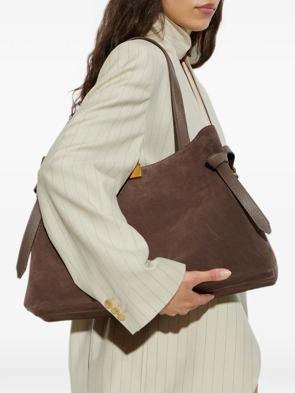 Yuzefi Gyoza suede tote bag - Marrone