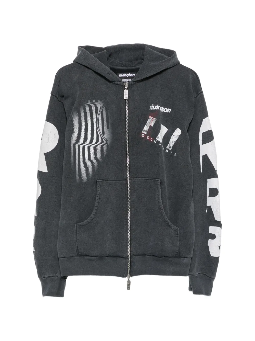 RIVINGTON ROI REBIS graphic-print zip-up hoodie - Grey