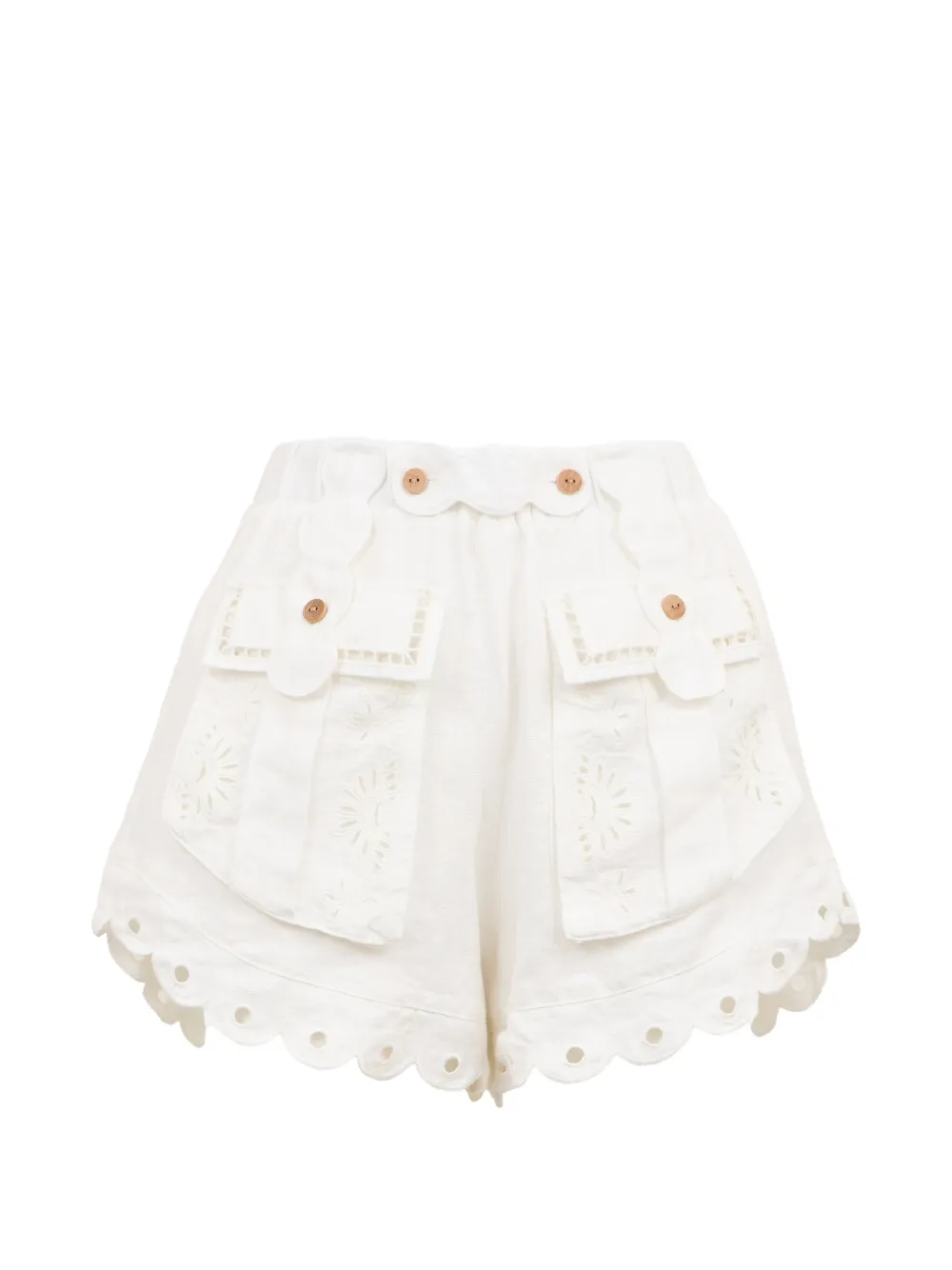 FARM Rio Shorts con orlo a smerlo - Bianco
