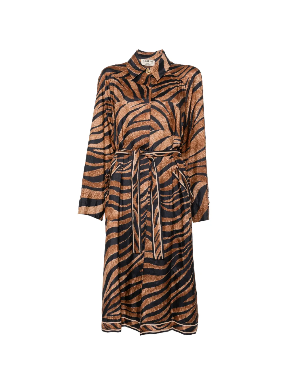 A.N.G.E.L.O. Vintage Cult 1980s zebra-print belted midi dress - Braun