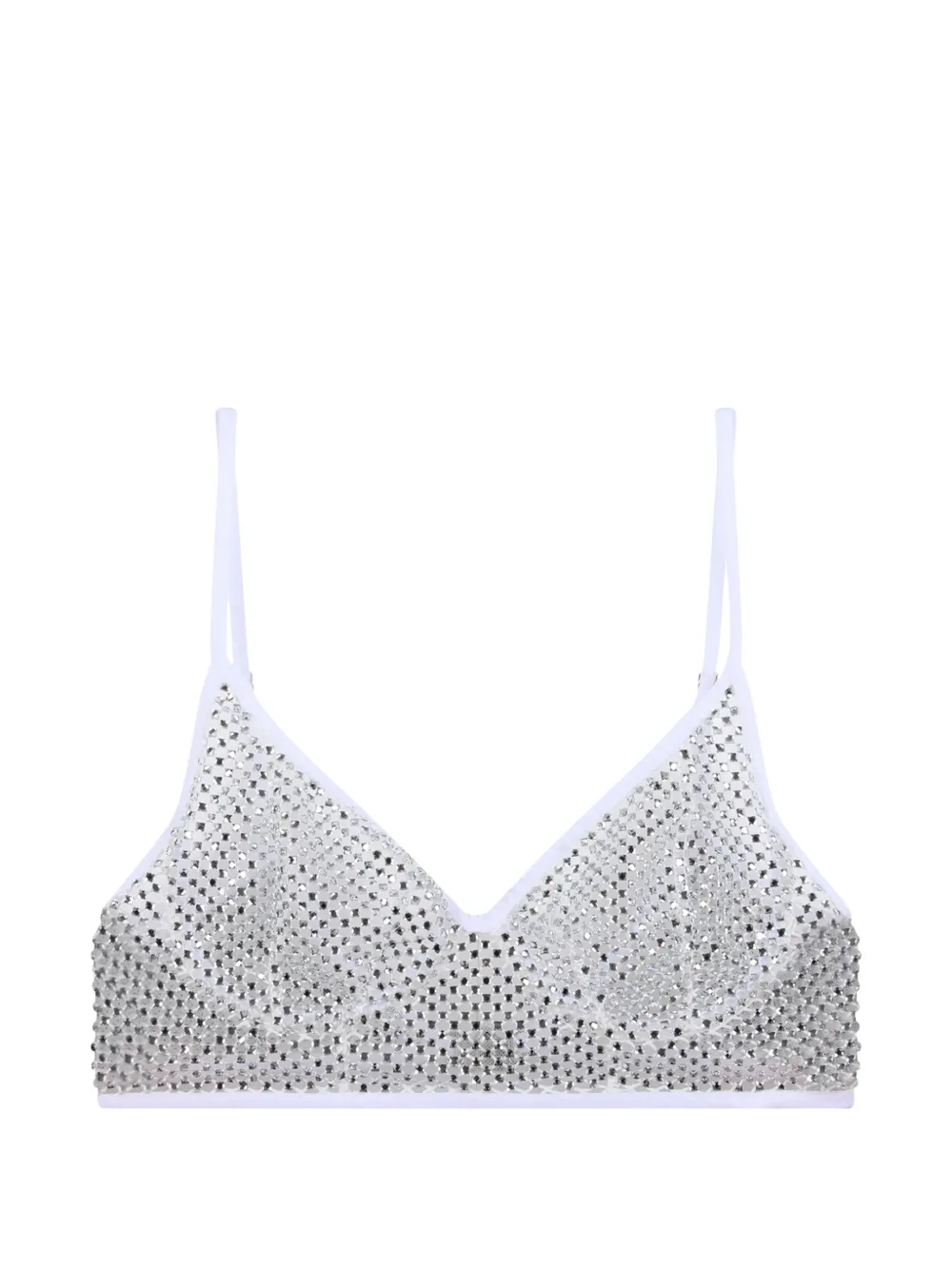 Genny crystal-embellished mesh top - Argento